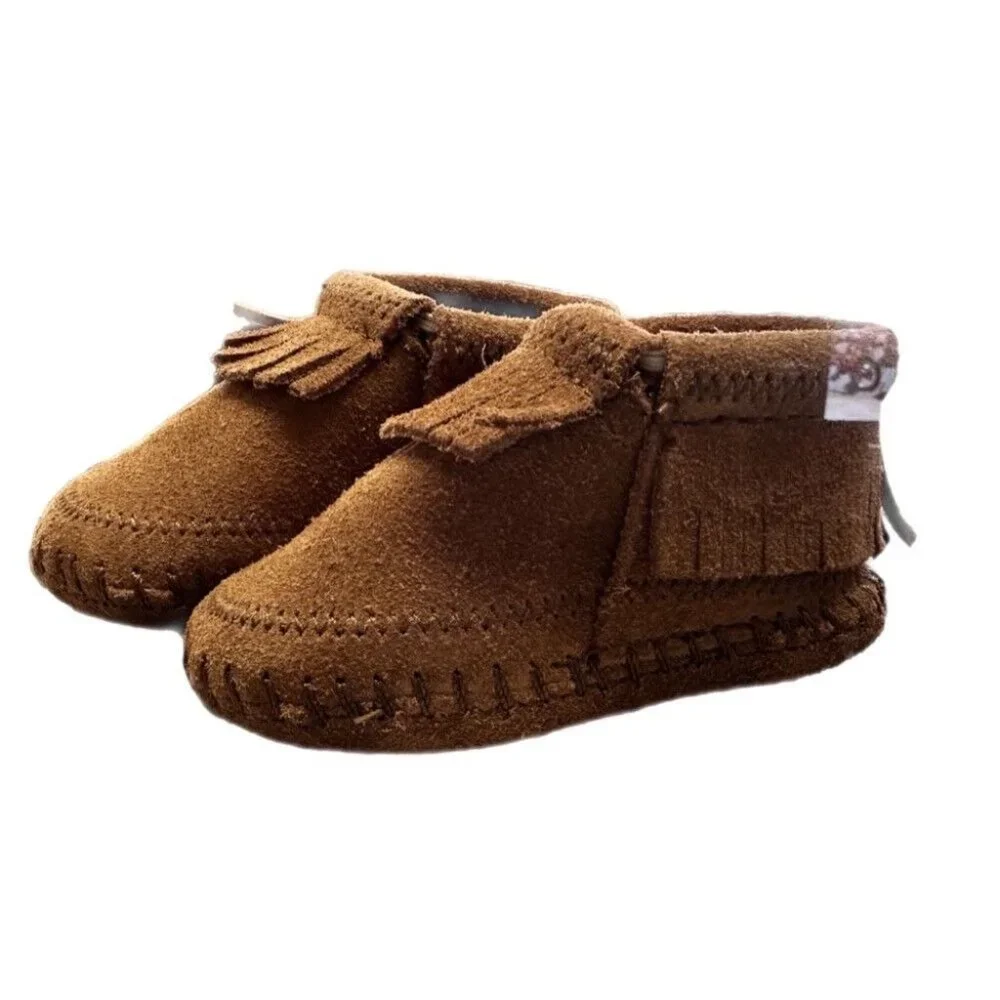 Minnetonka Riley Leather Booties Boots Shoes INFANT SIZE 2